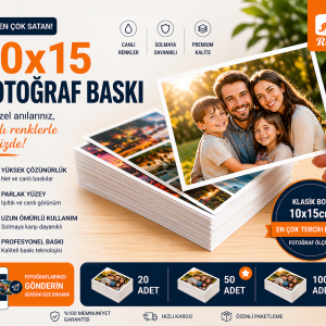 Epson L8180 profesyonel fotoğraf yazıcısı ile üretilen, yüksek çözünürlüklü ve canlı renkli 10x15 cm kişiye özel standart fotoğraf baskı.