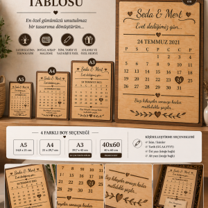 Kişiye Özel Özel Tarih Tablosu – Ahşap Lazer Kazıma Takvim Tasarımı