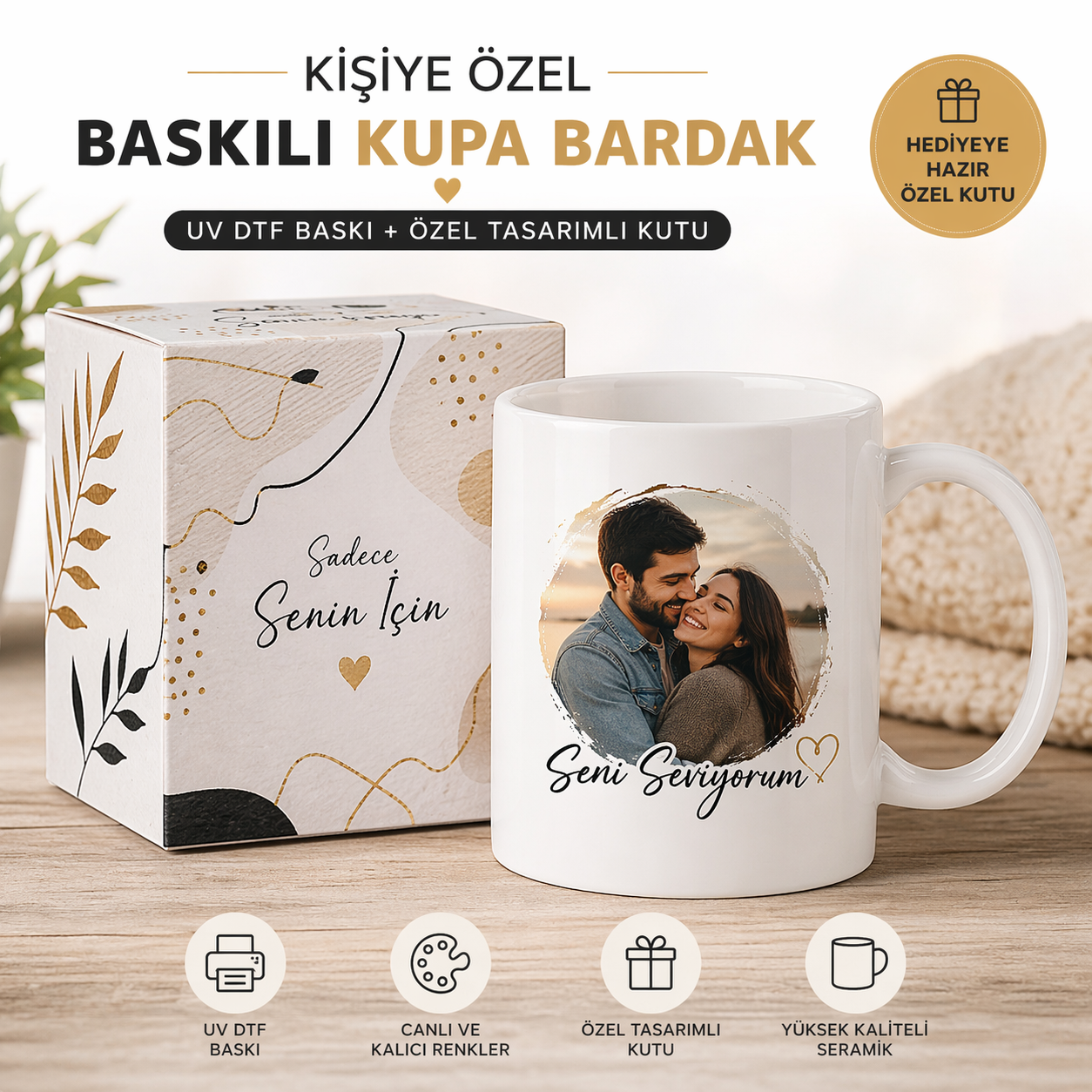 Kişiye Özel Baskılı Kupa Bardak – UV DTF Baskı + Özel Tasarımlı Kutu