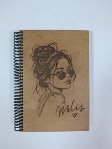 Kişiye Özel Ahşap Kapaklı Defter Lazer Kazıma İsimli Günlük